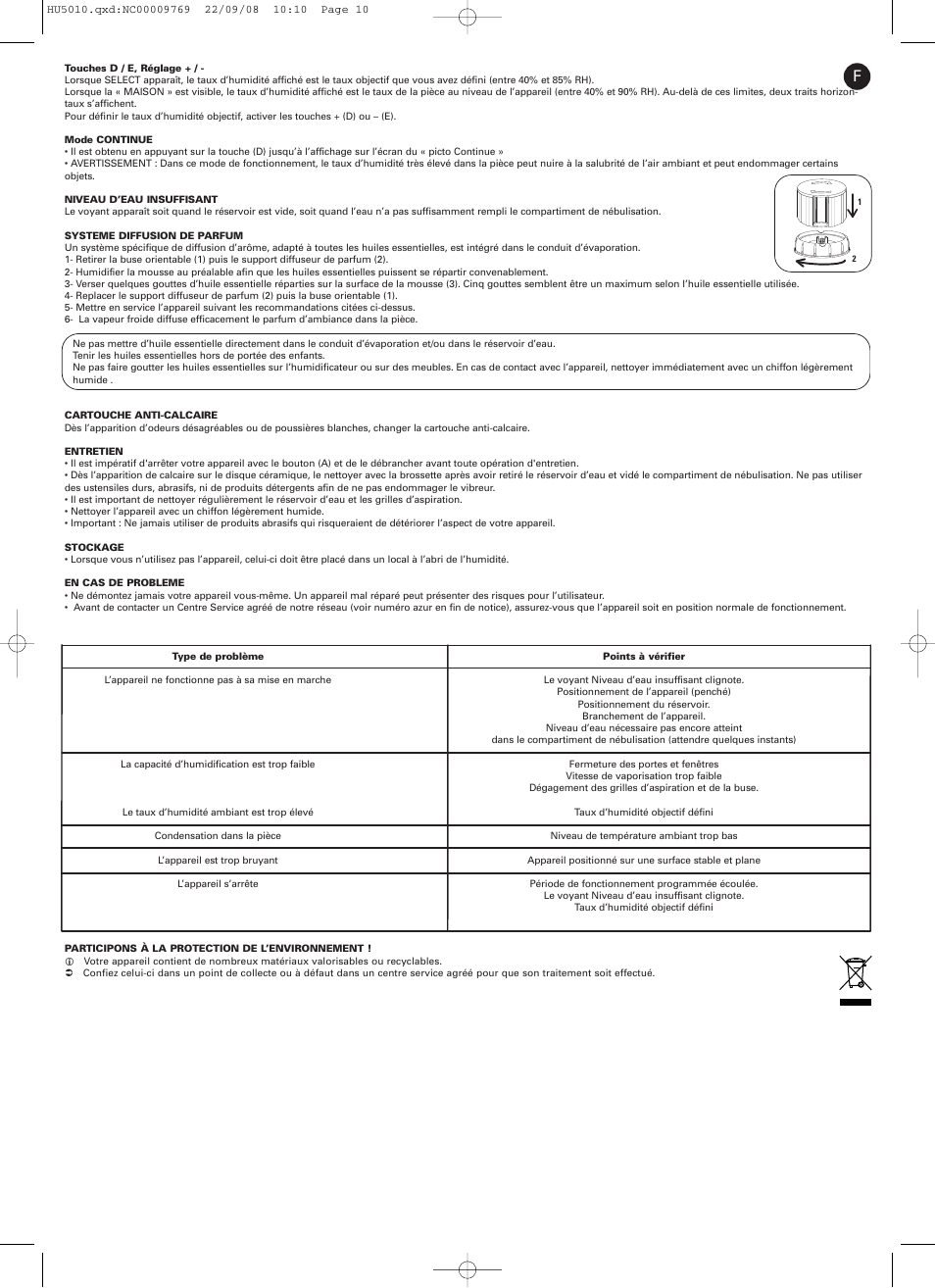 ROWENTA VITALITY HU5010 User Manual | Page 10 / 20
