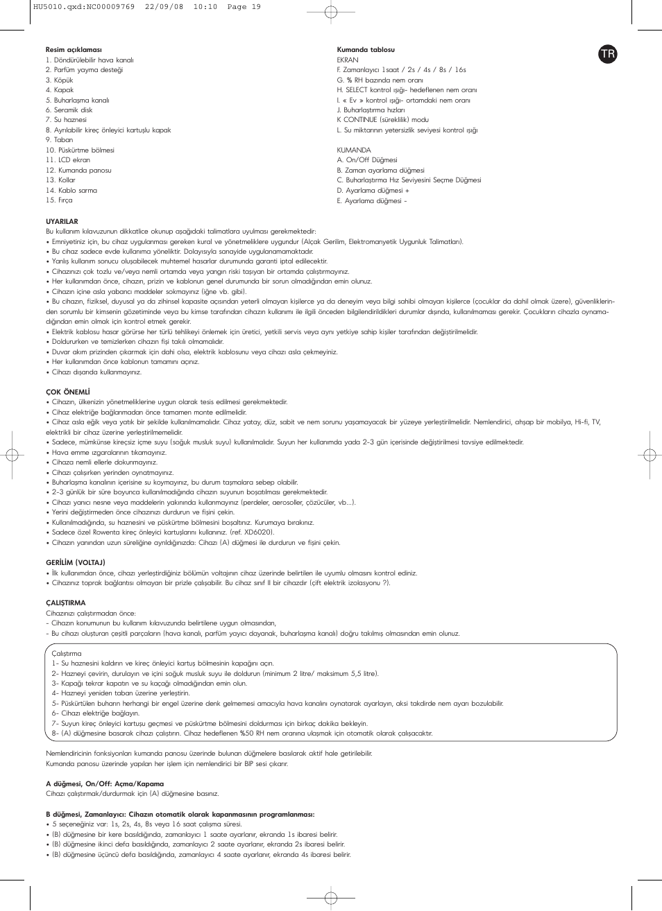 ROWENTA VITALITY HU5010 User Manual | Page 19 / 20