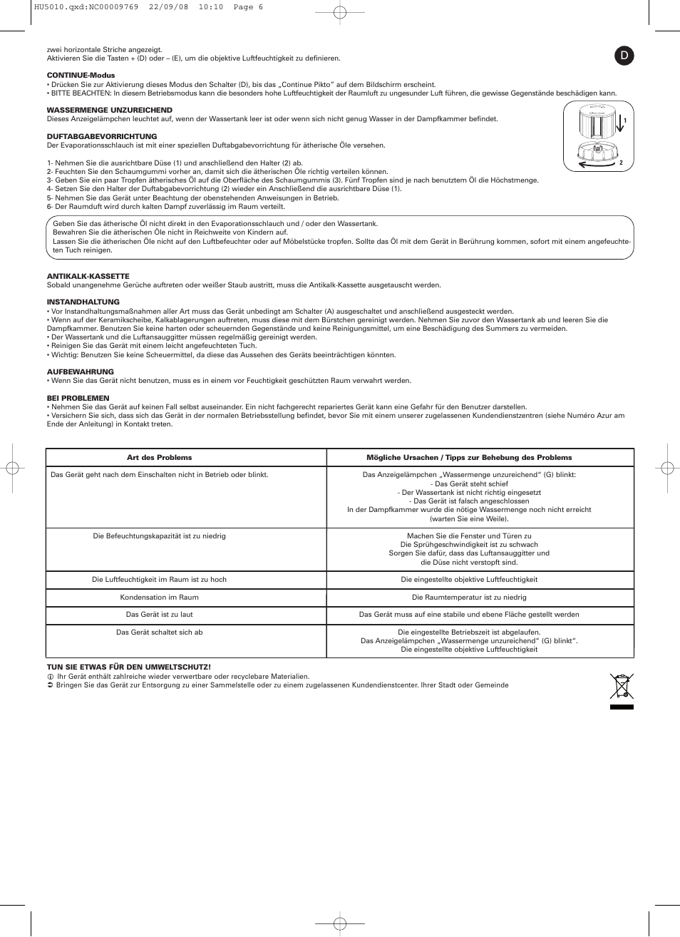 ROWENTA VITALITY HU5010 User Manual | Page 6 / 20