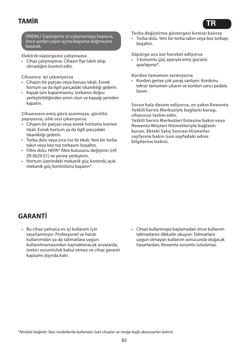 Tamir, Garant | ROWENTA SILENCE FORCE UPGRADE RO4627 User Manual | Page 62 / 69