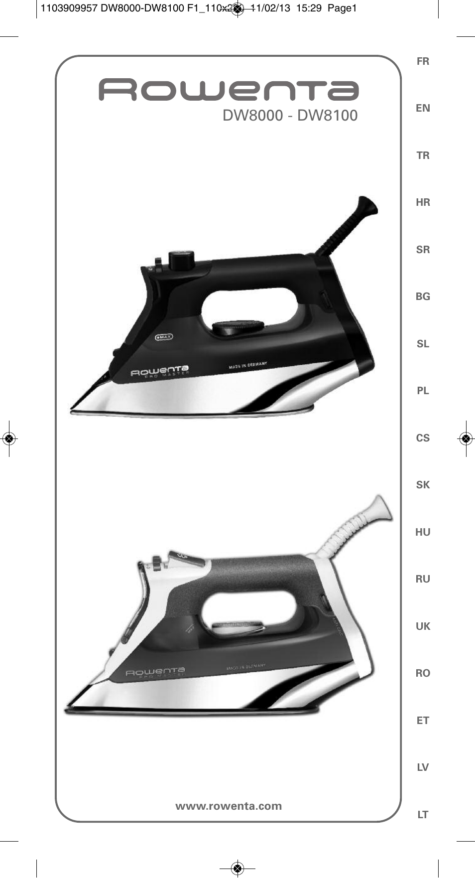 ROWENTA Pro Master DW8120 User Manual | 68 pages