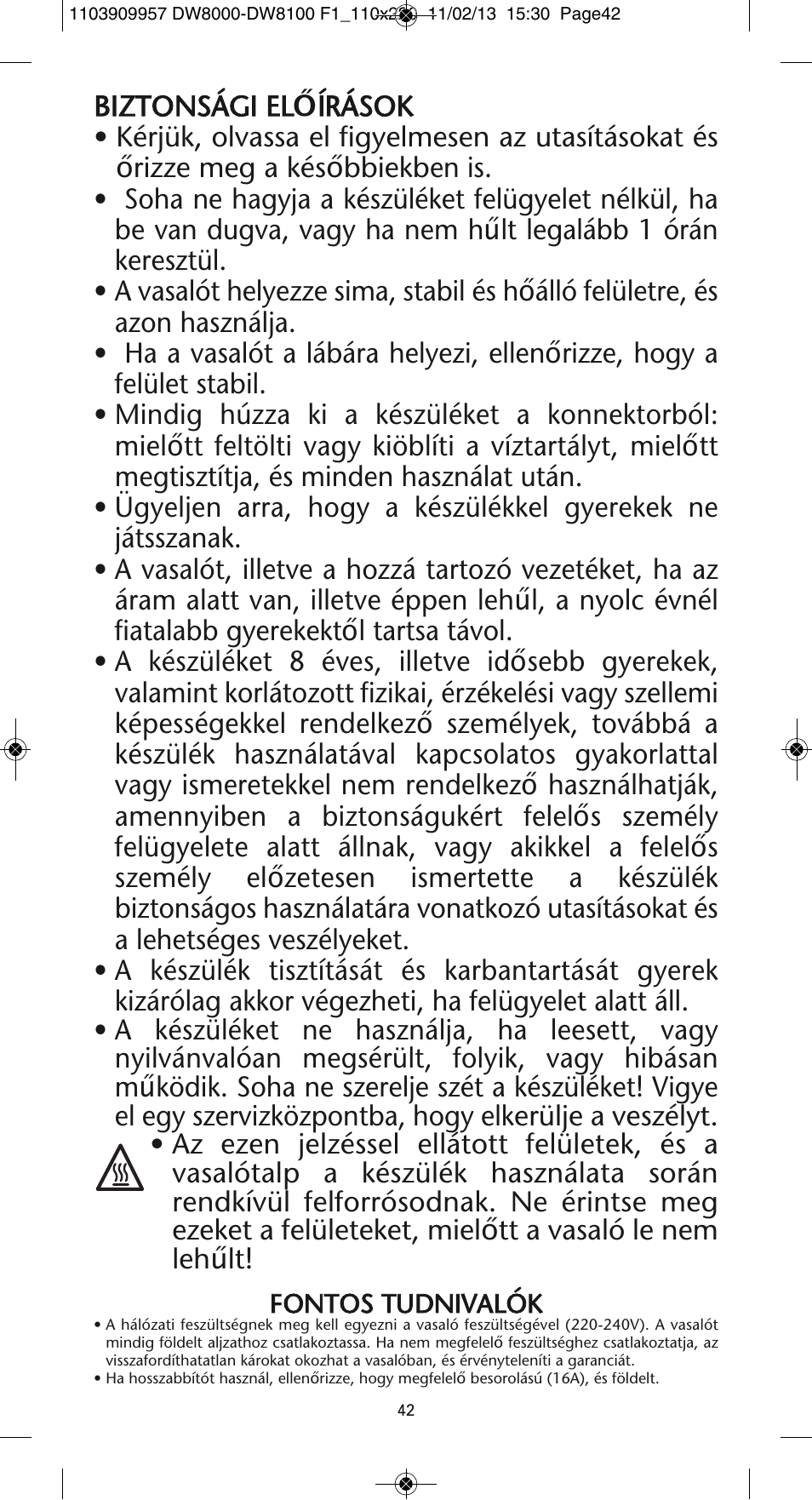 ROWENTA Pro Master DW8120 User Manual | Page 42 / 68