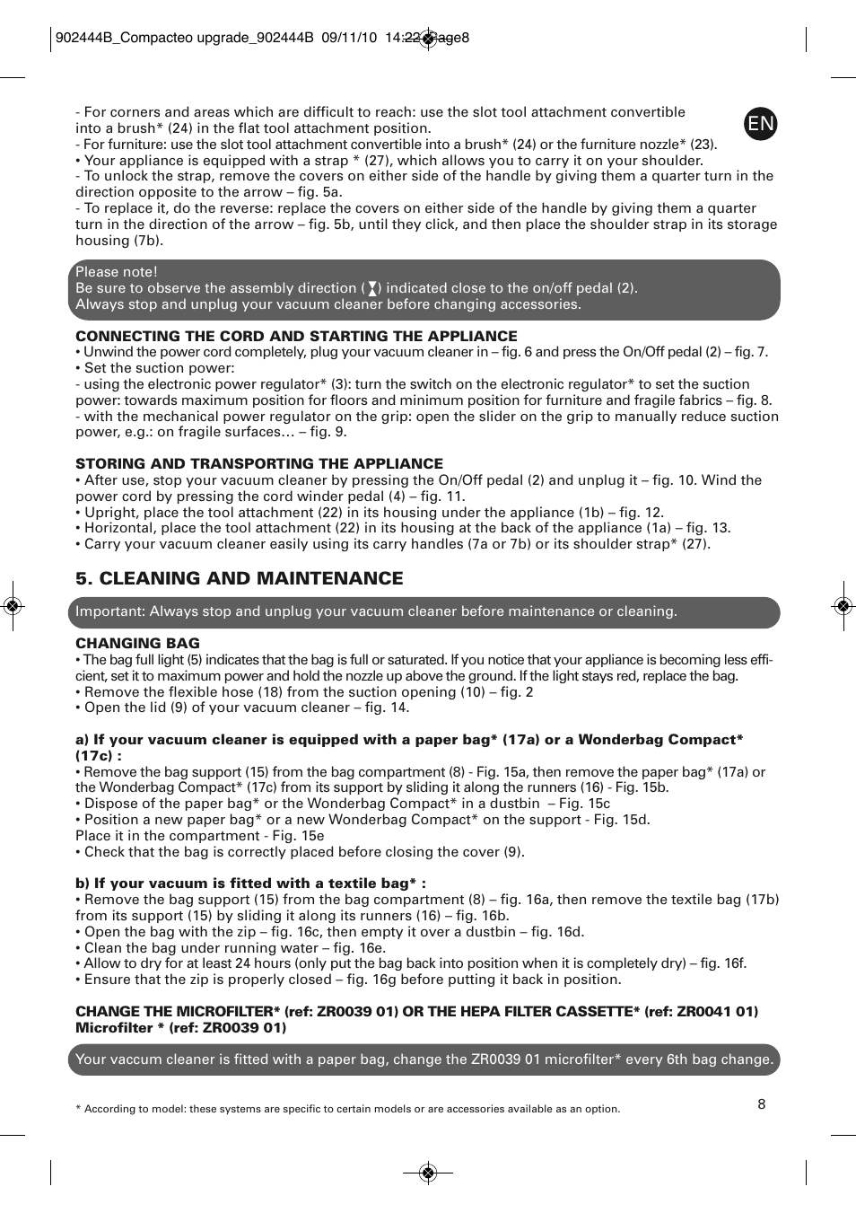 Cleaning and maintenance | ROWENTA COMPACTEO UPGRADE RO1795 User Manual | Page 13 / 112