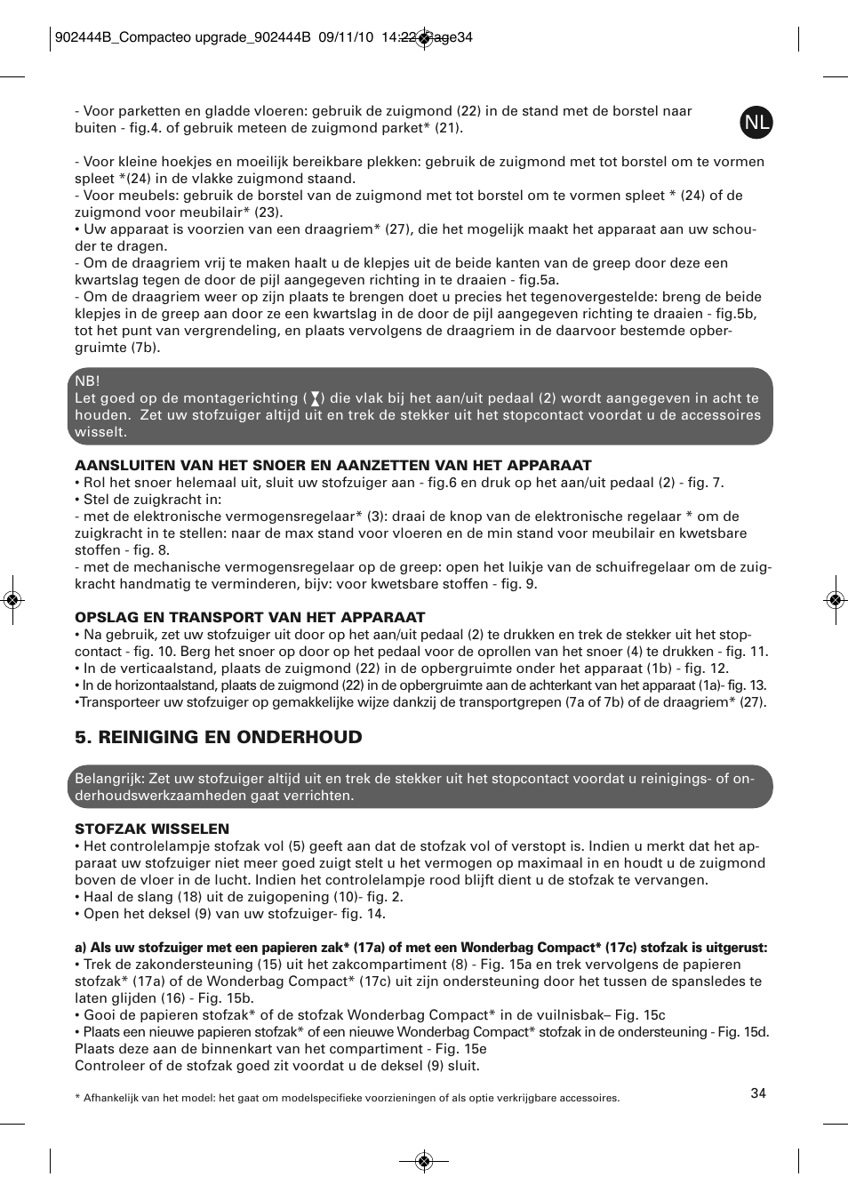 Reiniging en onderhoud | ROWENTA COMPACTEO UPGRADE RO1795 User Manual | Page 39 / 112