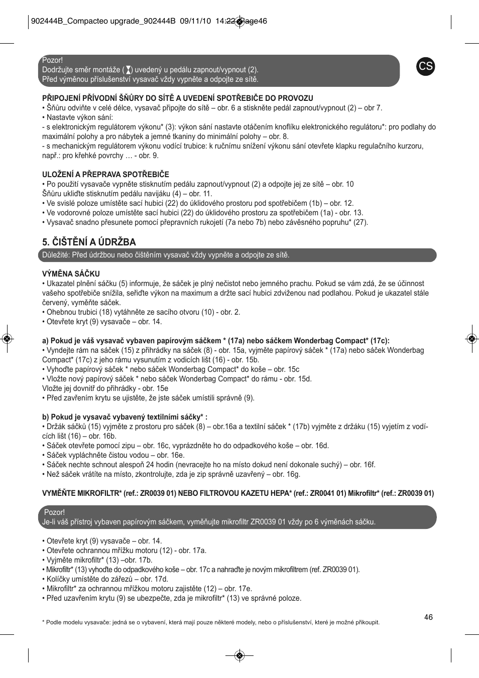 Čištění a údržba | ROWENTA COMPACTEO UPGRADE RO1795 User Manual | Page 51 / 112