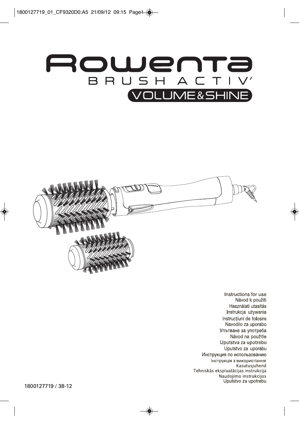 ROWENTA BRUSH ACTIV VOLUME & SHINE CF9320 User Manual | 122 pages