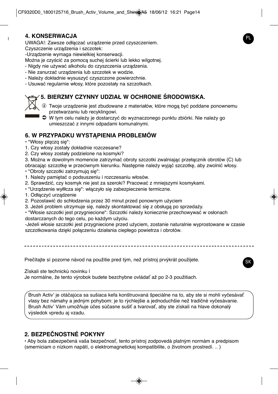 ROWENTA BRUSH ACTIV VOLUME & SHINE CF9320 User Manual | Page 14 / 122