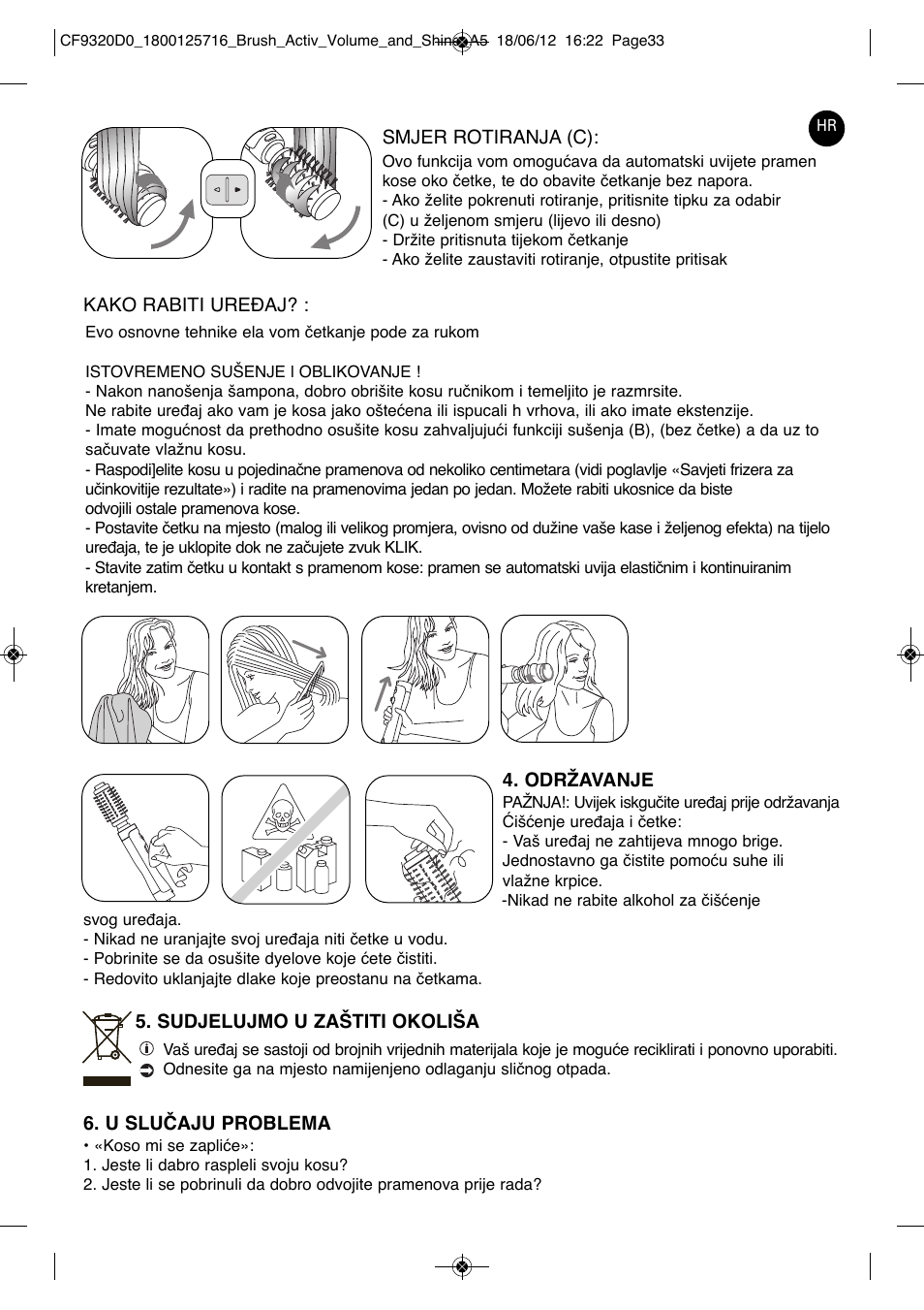 ROWENTA BRUSH ACTIV VOLUME & SHINE CF9320 User Manual | Page 33 / 122