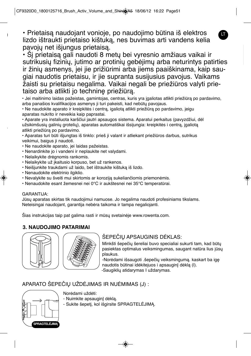 ROWENTA BRUSH ACTIV VOLUME & SHINE CF9320 User Manual | Page 51 / 122