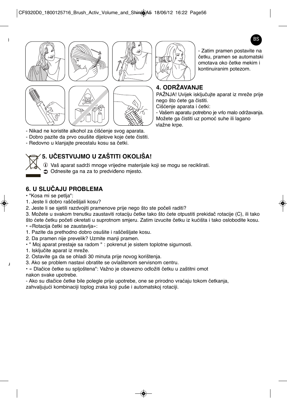 ROWENTA BRUSH ACTIV VOLUME & SHINE CF9320 User Manual | Page 56 / 122