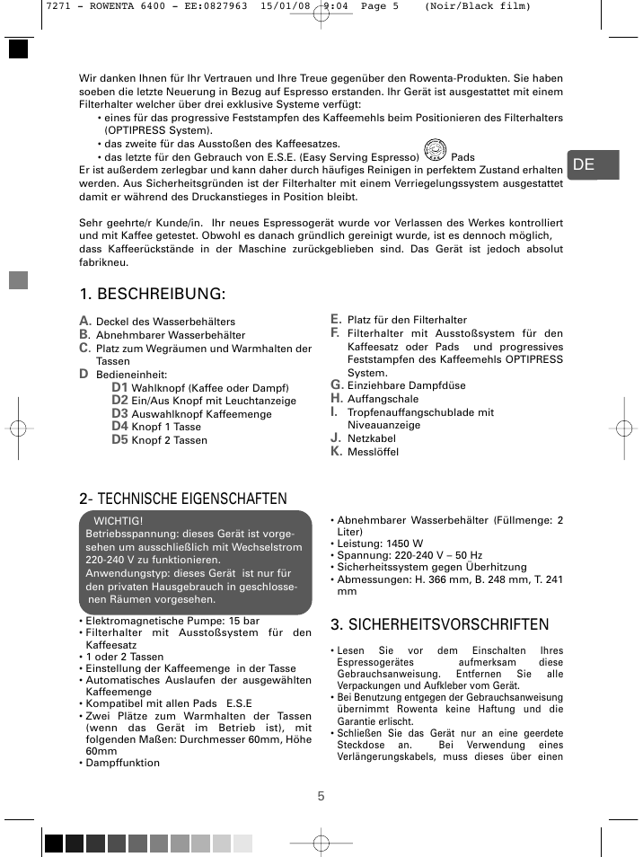 ROWENTA ESPREMIO ES6400 User Manual | 96 pages
