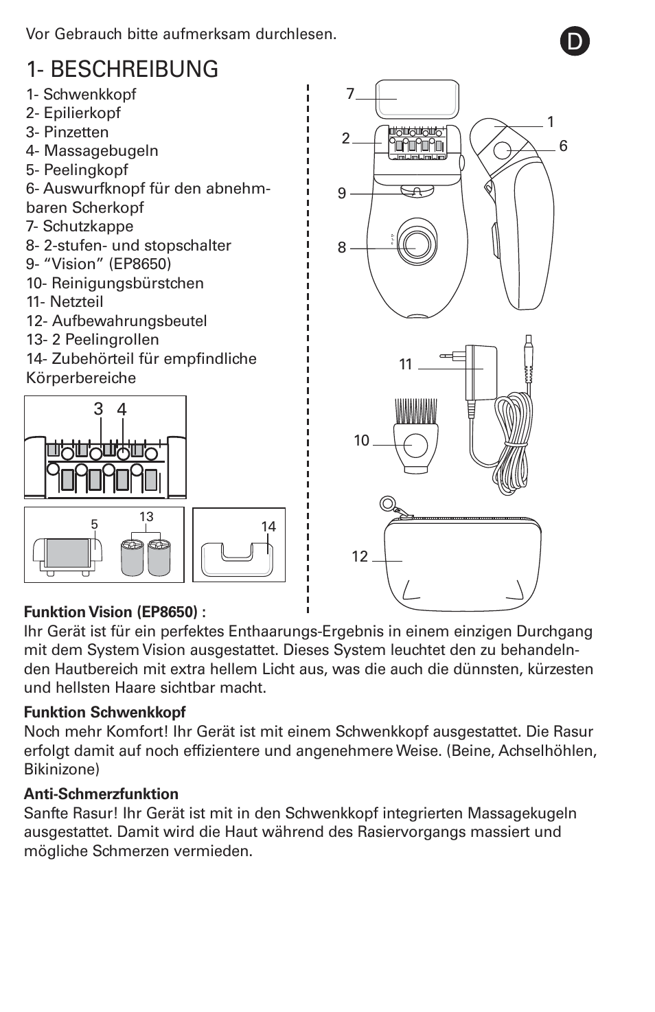 Beschreibung | ROWENTA ACCESSIM BODY AND CARE EP8650 User Manual | Page 3 / 58