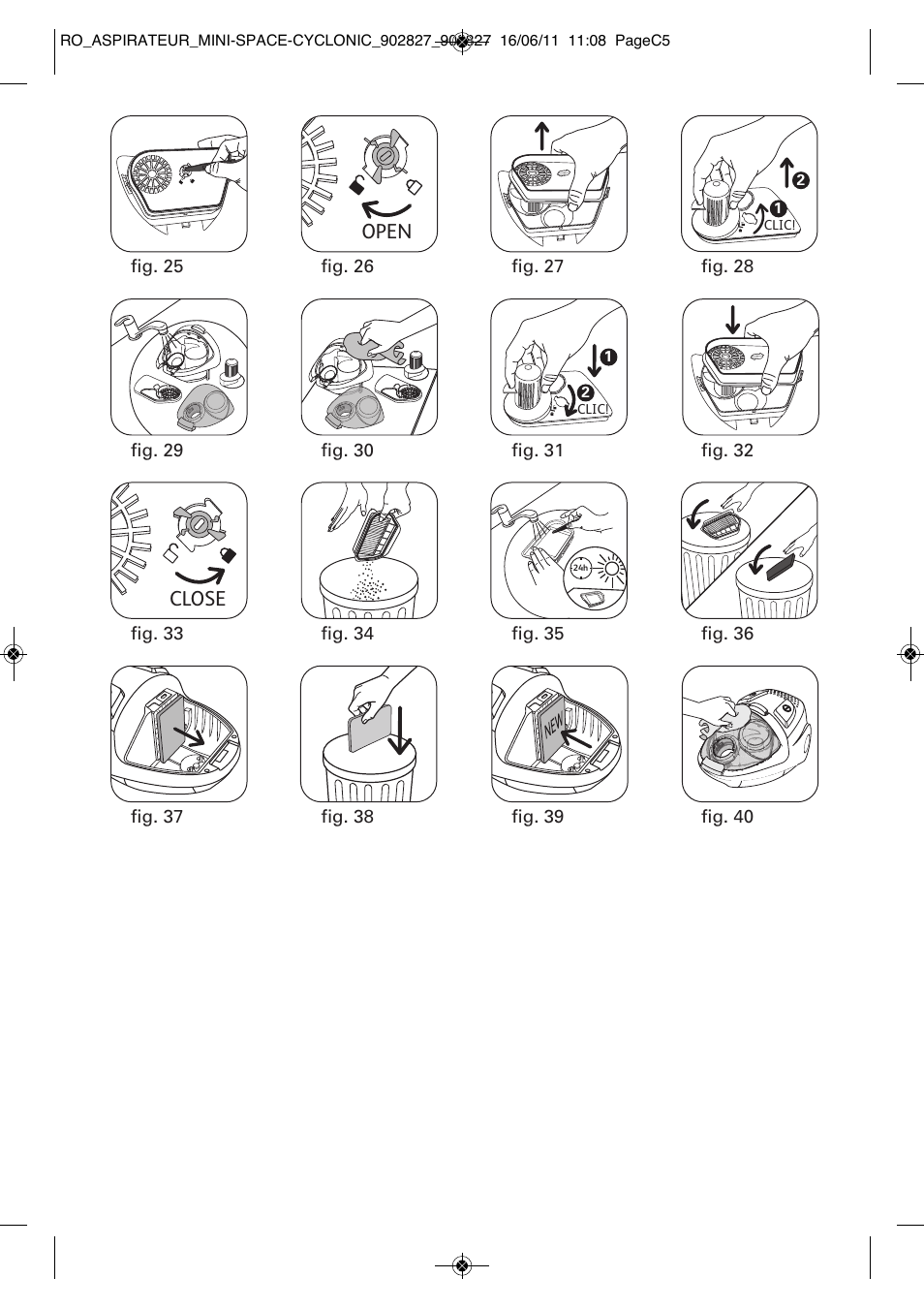 Open close | ROWENTA MINI SPACE CYCLONIC RO3349 User Manual | Page 4 / 64