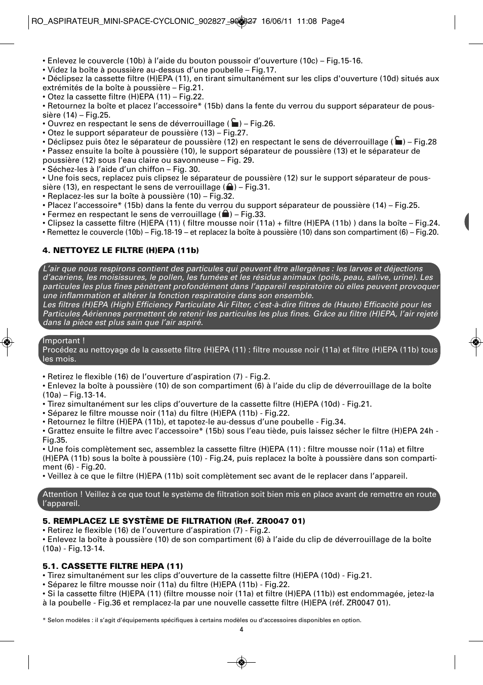 ROWENTA MINI SPACE CYCLONIC RO3349 User Manual | Page 8 / 64