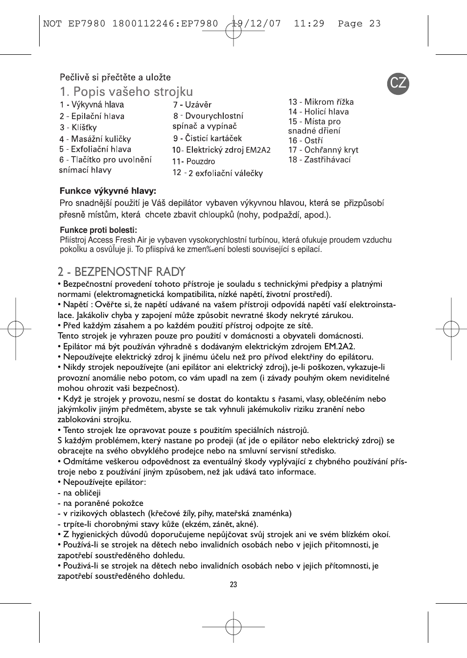 2 - bezpenostnf rady | ROWENTA FRESH AIR EP7980 User Manual | Page 25 / 30
