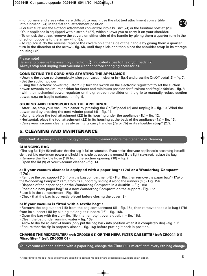 Cleaning and maintenance | ROWENTA COMPACTEO RO1721 User Manual | Page 12 / 111