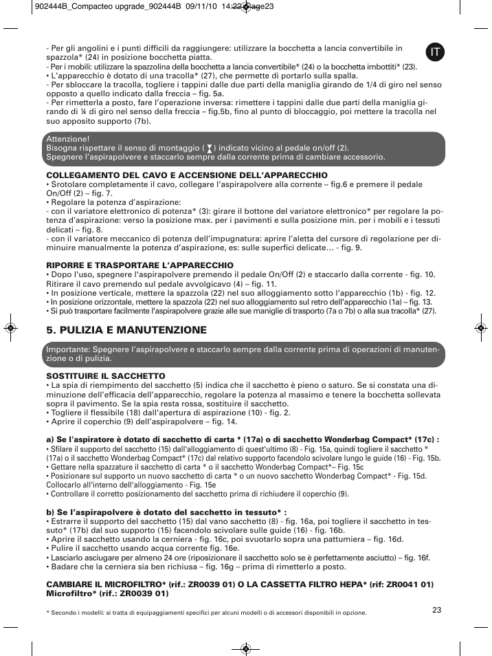 Pulizia e manutenzione | ROWENTA COMPACTEO RO1721 User Manual | Page 27 / 111