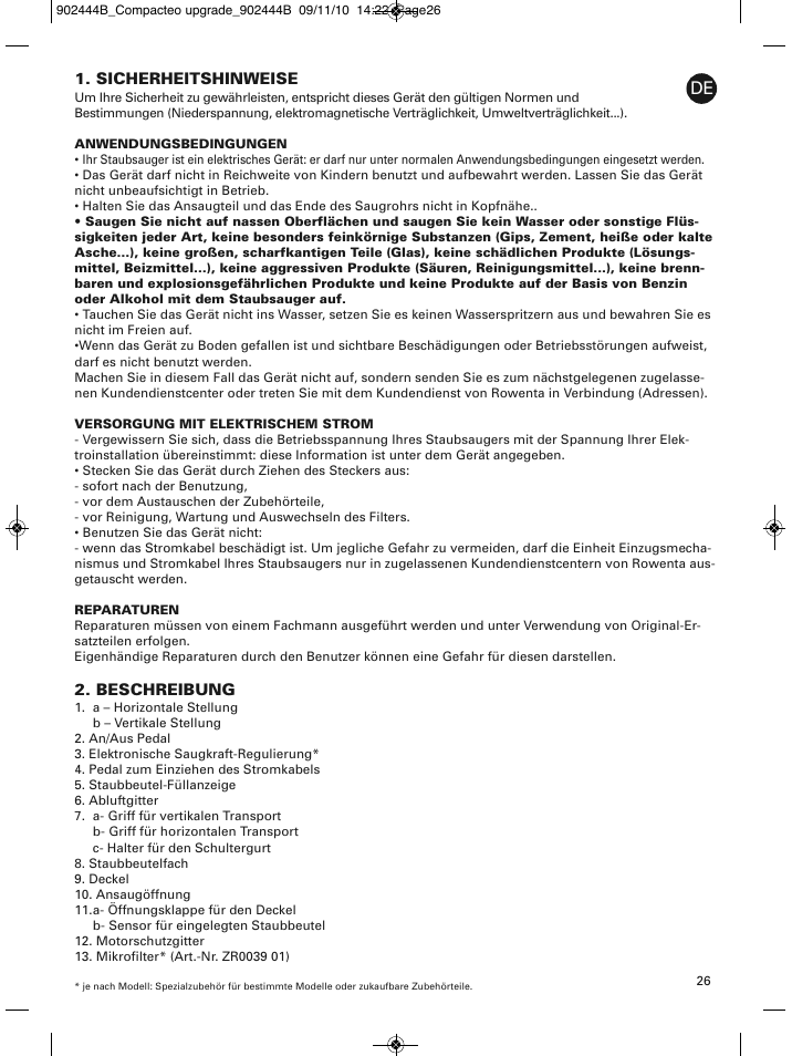 ROWENTA COMPACTEO RO1721 User Manual | Page 30 / 111
