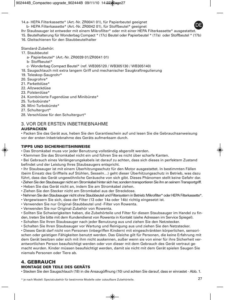 ROWENTA COMPACTEO RO1721 User Manual | Page 31 / 111