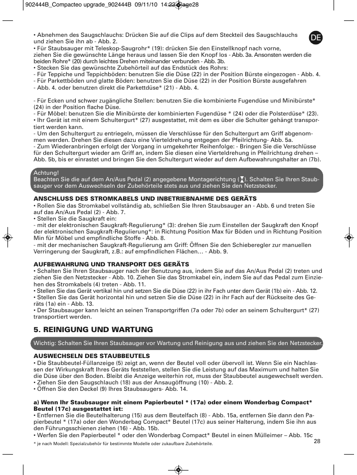 Reinigung und wartung | ROWENTA COMPACTEO RO1721 User Manual | Page 32 / 111