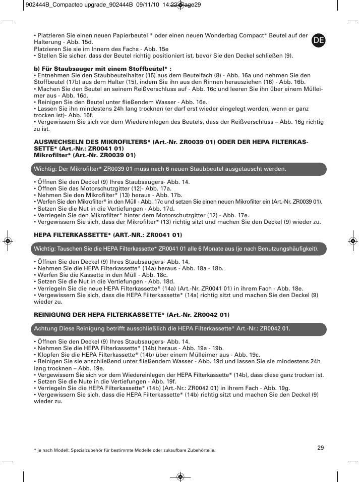 ROWENTA COMPACTEO RO1721 User Manual | Page 33 / 111