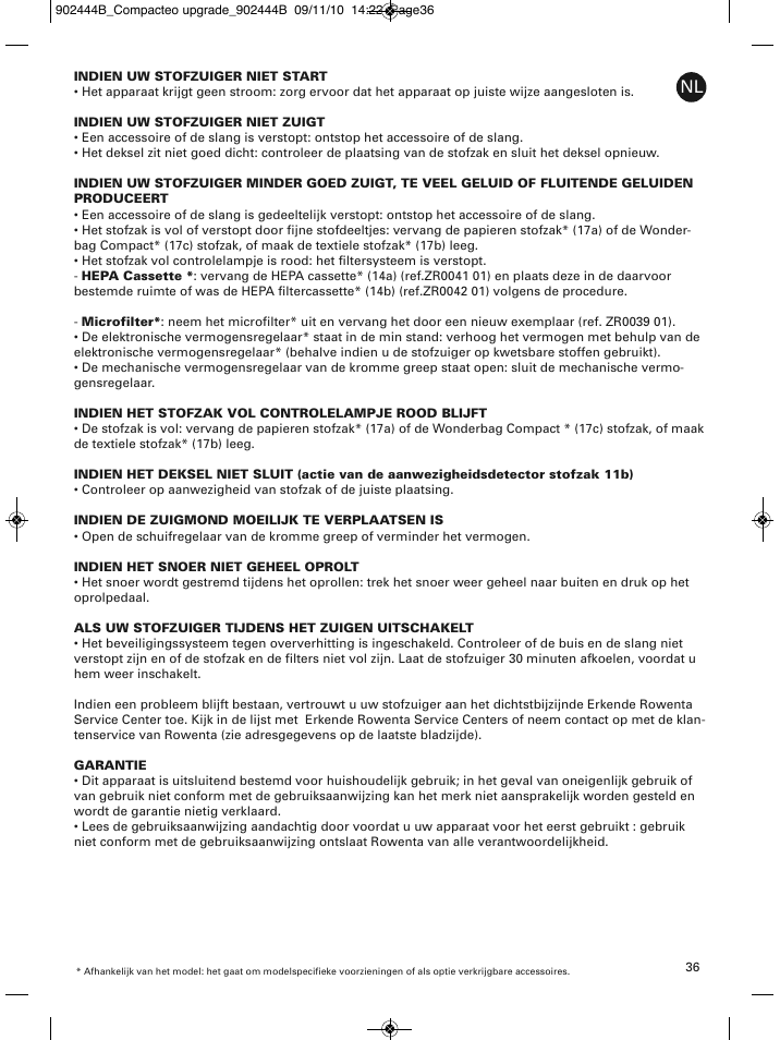 ROWENTA COMPACTEO RO1721 User Manual | Page 40 / 111