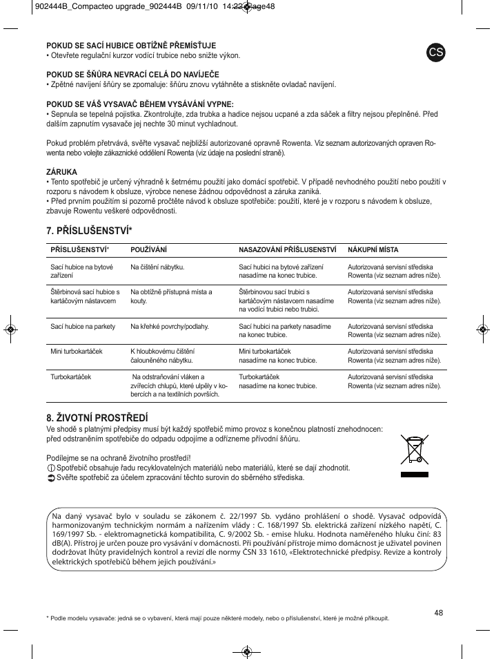 Příslušenství* 8. životní prostředí | ROWENTA COMPACTEO RO1721 User Manual | Page 52 / 111