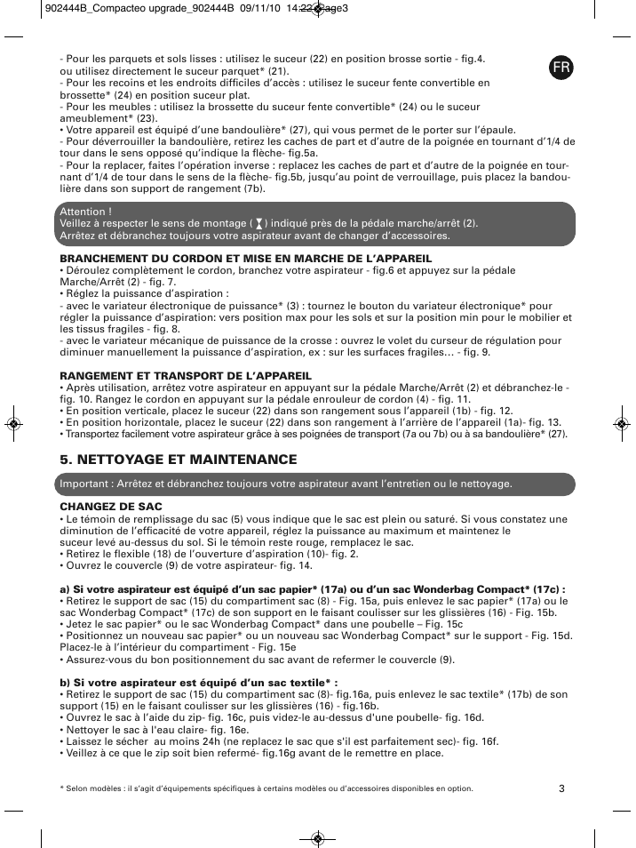 Nettoyage et maintenance | ROWENTA COMPACTEO RO1721 User Manual | Page 7 / 111