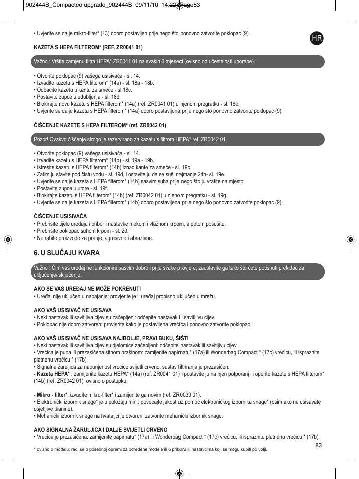 U slučaju kvara | ROWENTA COMPACTEO RO1721 User Manual | Page 87 / 111