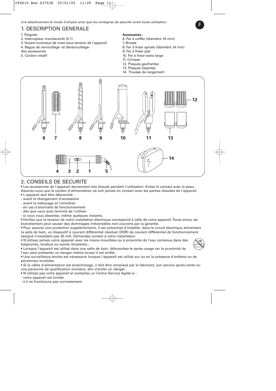 ROWENTA CURLING TONGS IMAGIN' STYLE 8 CF4010 User Manual | Page 11 / 68