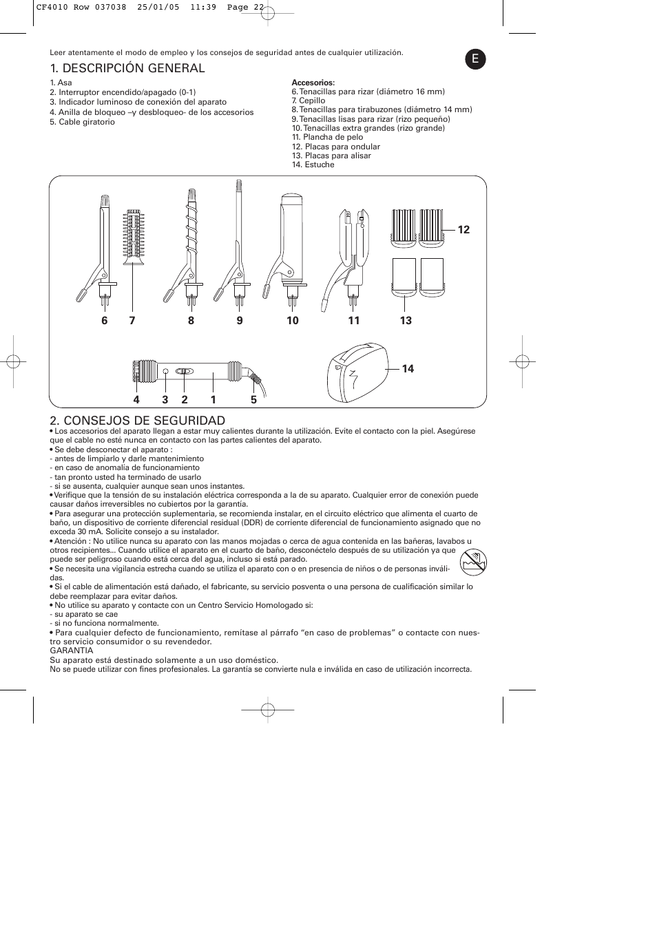ROWENTA CURLING TONGS IMAGIN' STYLE 8 CF4010 User Manual | Page 22 / 68