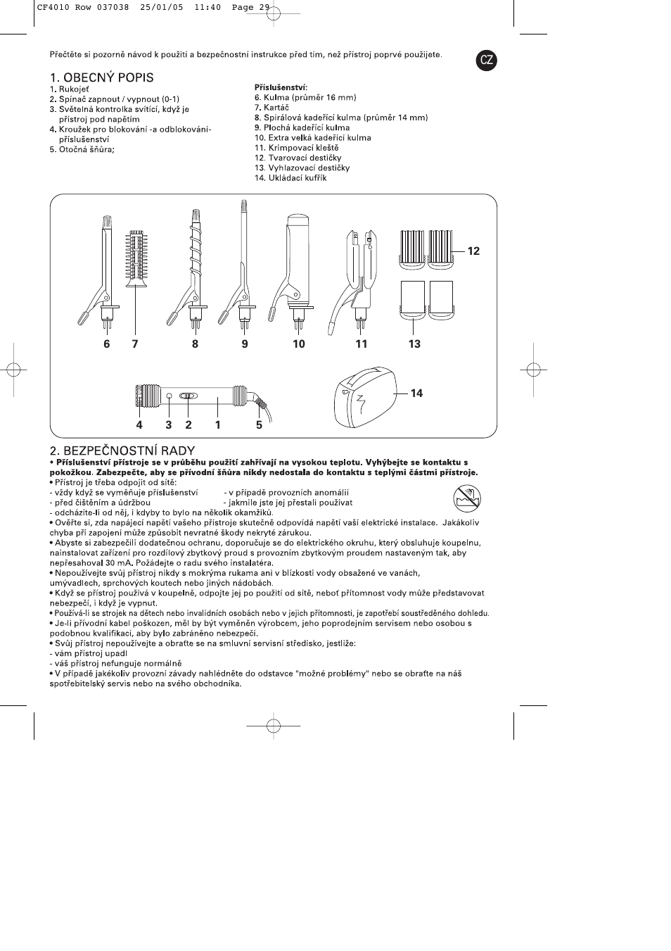 ROWENTA CURLING TONGS IMAGIN' STYLE 8 CF4010 User Manual | Page 29 / 68