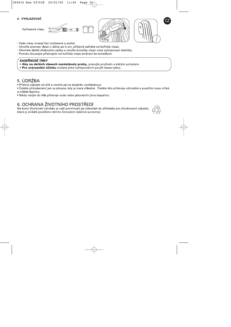 ROWENTA CURLING TONGS IMAGIN' STYLE 8 CF4010 User Manual | Page 32 / 68