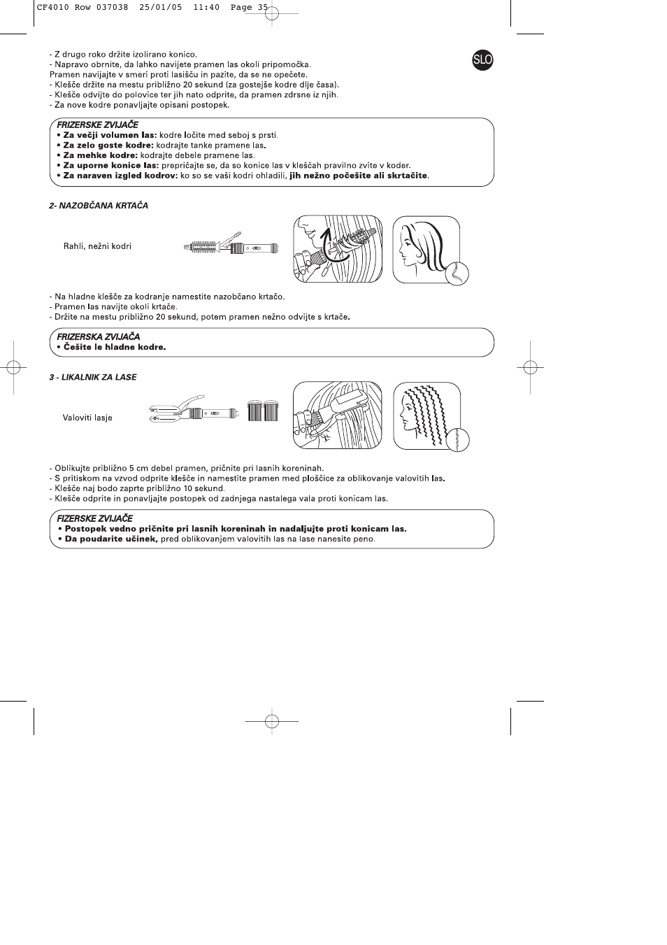 ROWENTA CURLING TONGS IMAGIN' STYLE 8 CF4010 User Manual | Page 35 / 68