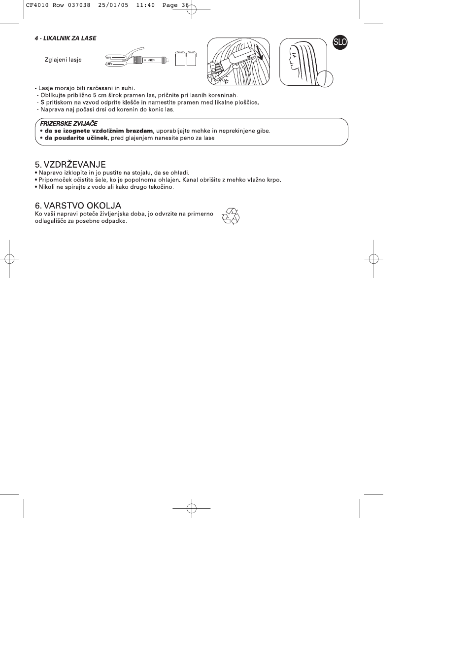 ROWENTA CURLING TONGS IMAGIN' STYLE 8 CF4010 User Manual | Page 36 / 68