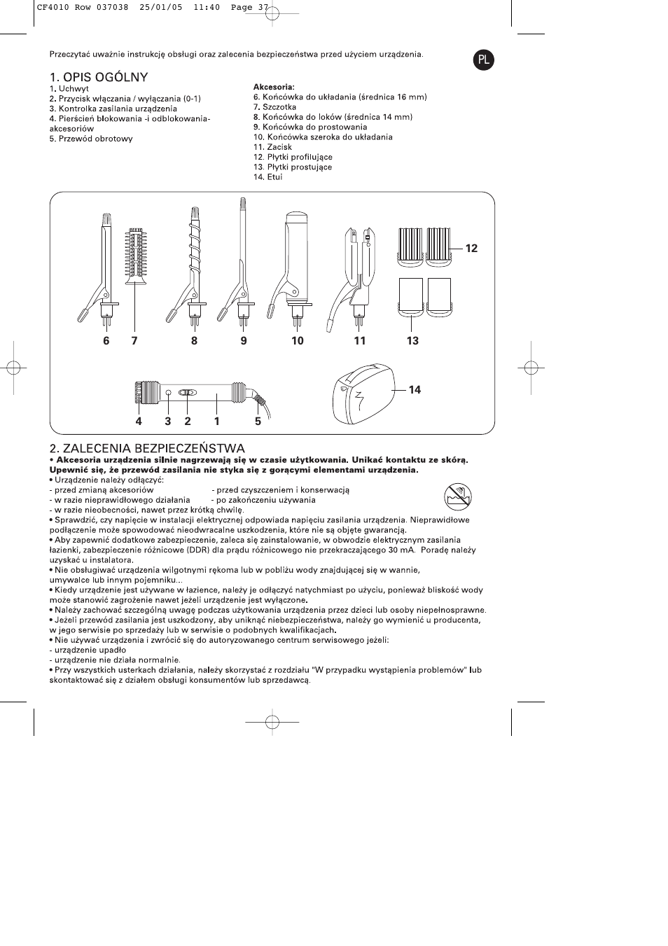 ROWENTA CURLING TONGS IMAGIN' STYLE 8 CF4010 User Manual | Page 37 / 68