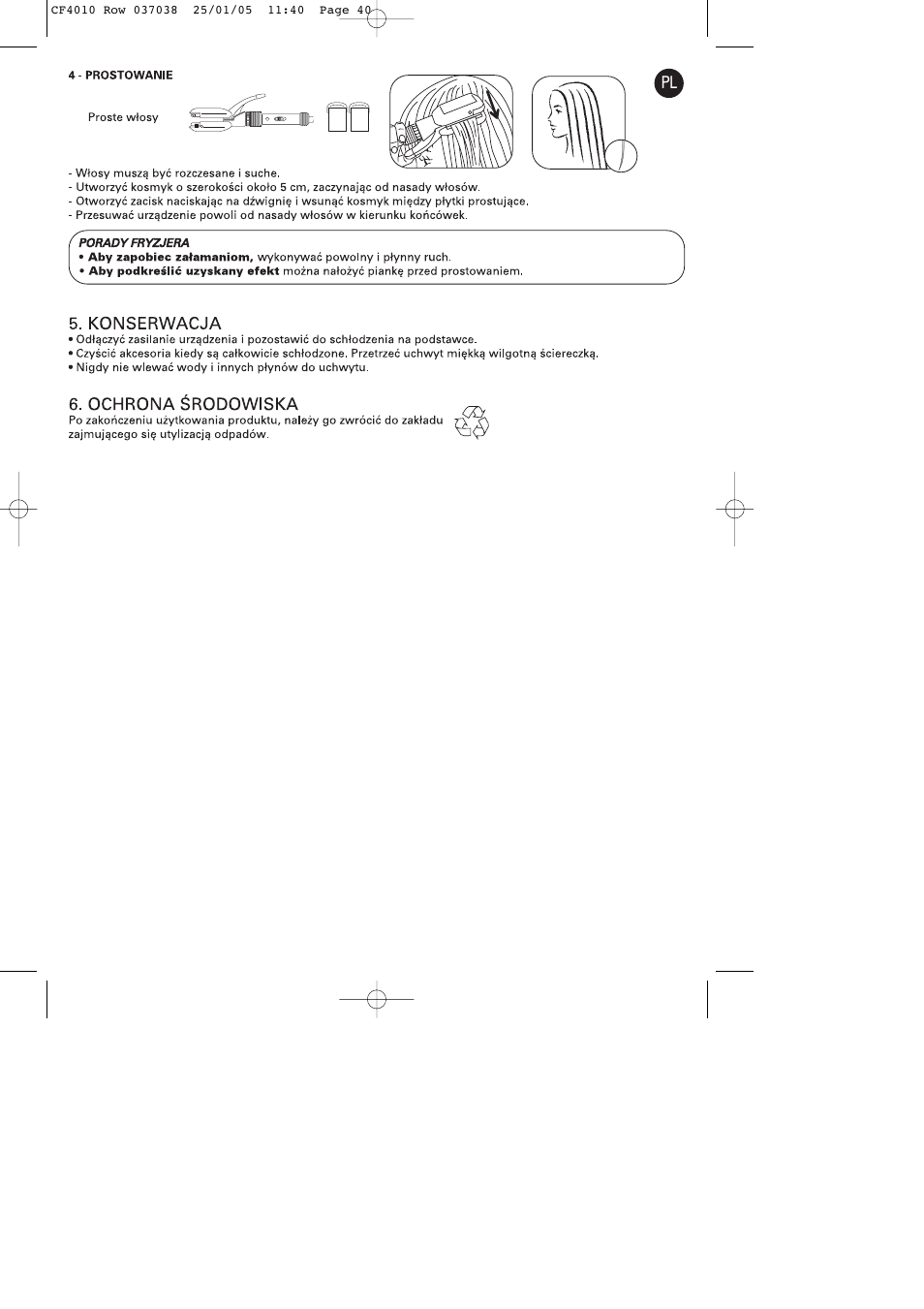 ROWENTA CURLING TONGS IMAGIN' STYLE 8 CF4010 User Manual | Page 40 / 68