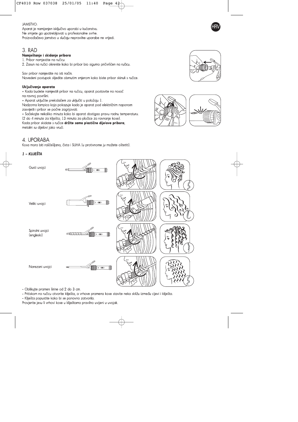 ROWENTA CURLING TONGS IMAGIN' STYLE 8 CF4010 User Manual | Page 42 / 68