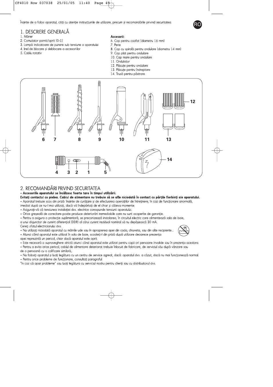 ROWENTA CURLING TONGS IMAGIN' STYLE 8 CF4010 User Manual | Page 49 / 68