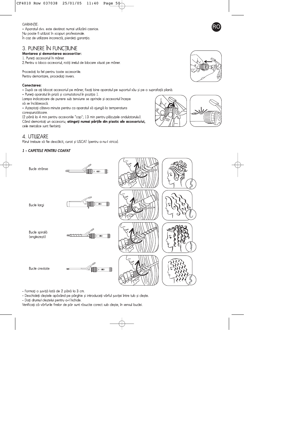 ROWENTA CURLING TONGS IMAGIN' STYLE 8 CF4010 User Manual | Page 50 / 68