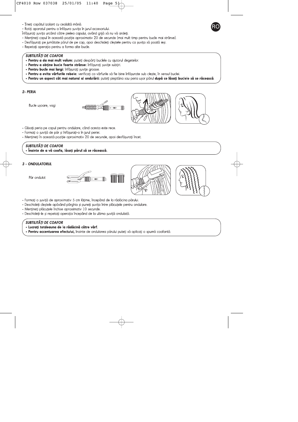 ROWENTA CURLING TONGS IMAGIN' STYLE 8 CF4010 User Manual | Page 51 / 68