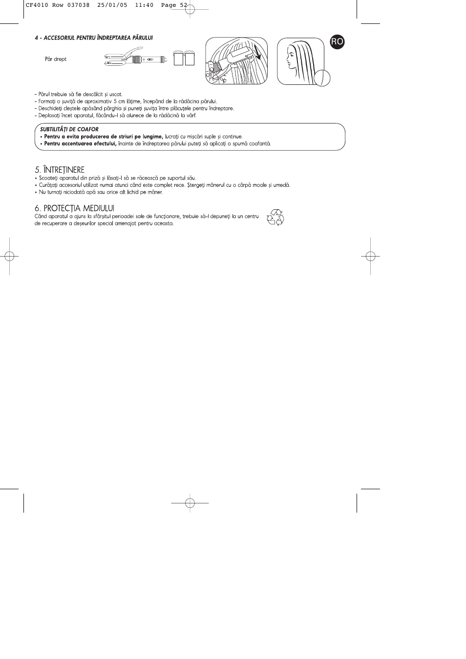 ROWENTA CURLING TONGS IMAGIN' STYLE 8 CF4010 User Manual | Page 52 / 68
