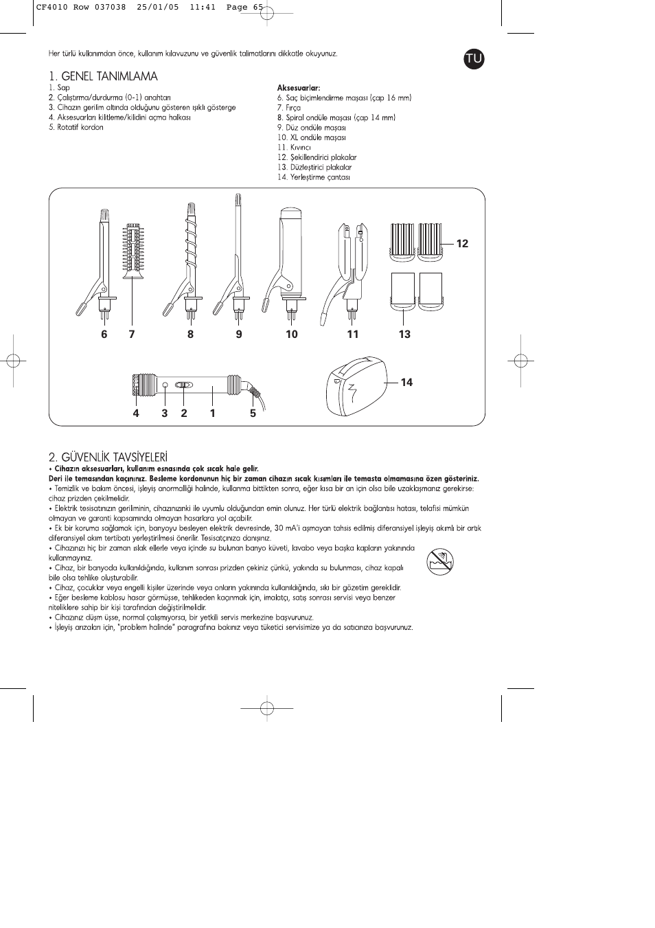 ROWENTA CURLING TONGS IMAGIN' STYLE 8 CF4010 User Manual | Page 65 / 68