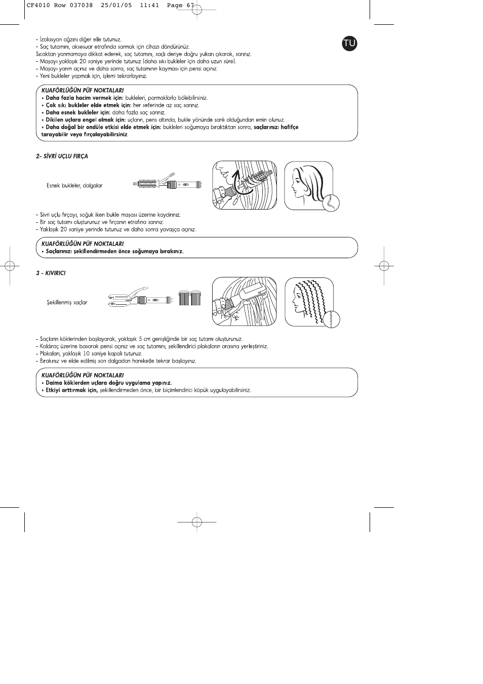 ROWENTA CURLING TONGS IMAGIN' STYLE 8 CF4010 User Manual | Page 67 / 68