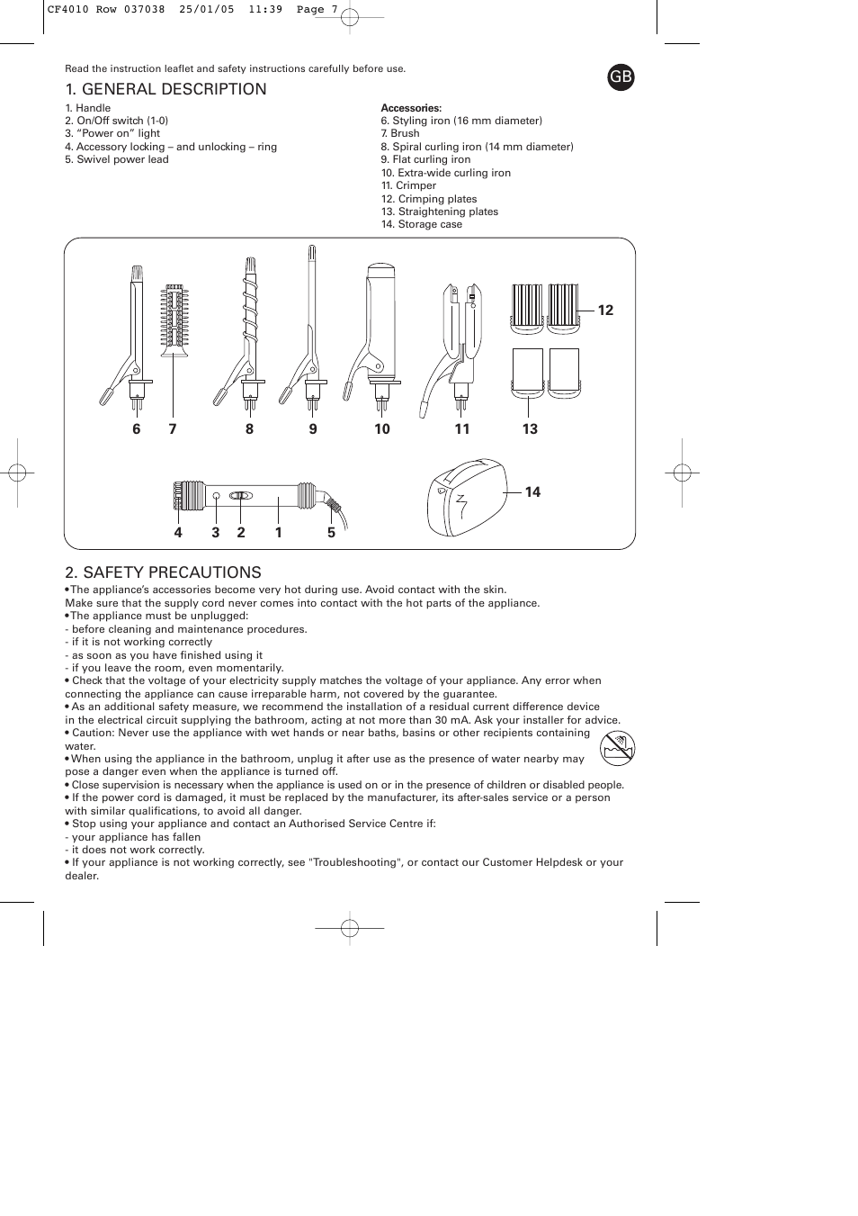 ROWENTA CURLING TONGS IMAGIN' STYLE 8 CF4010 User Manual | Page 7 / 68