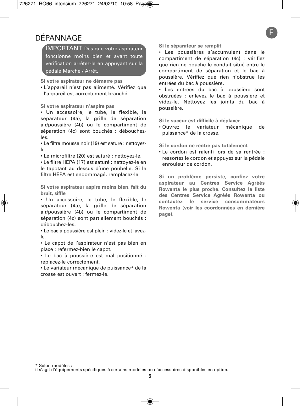 Dépannage | ROWENTA INTENSIUM RO6679 User Manual | Page 11 / 84