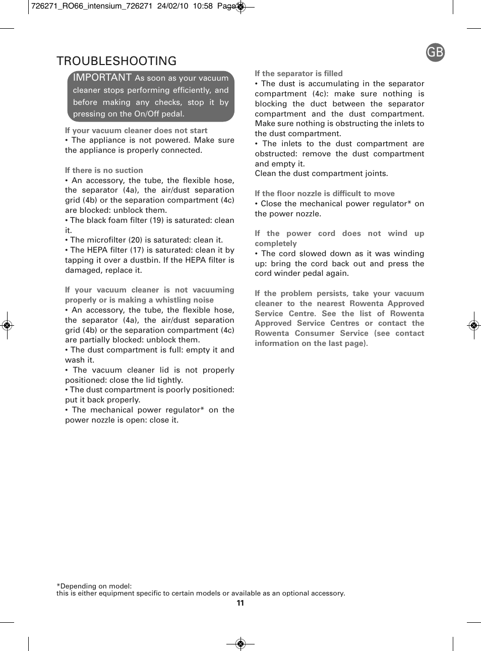 Troubleshooting | ROWENTA INTENSIUM RO6679 User Manual | Page 17 / 84