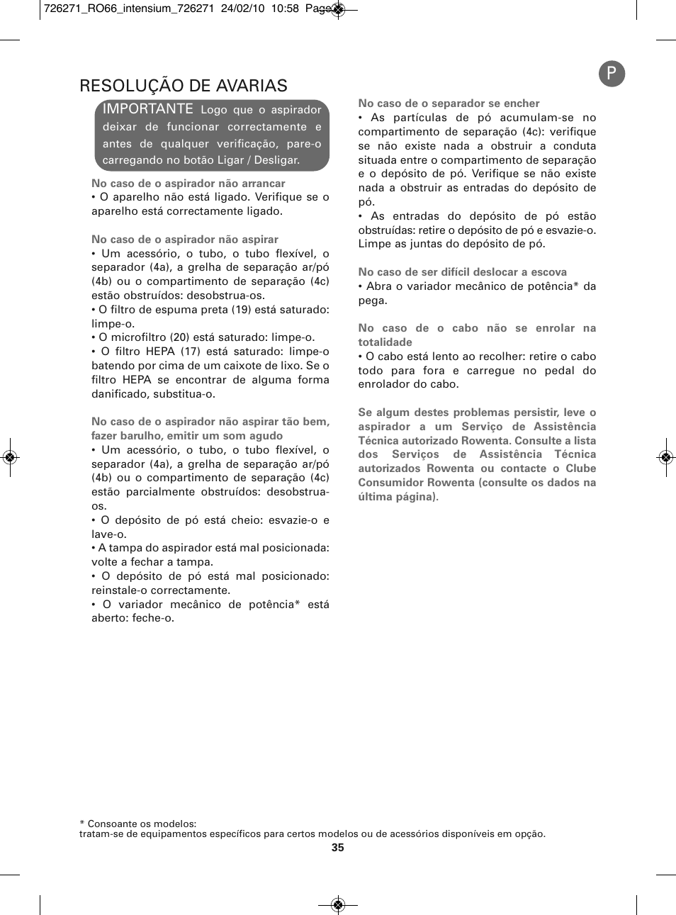 Resolução de avarias | ROWENTA INTENSIUM RO6679 User Manual | Page 41 / 84