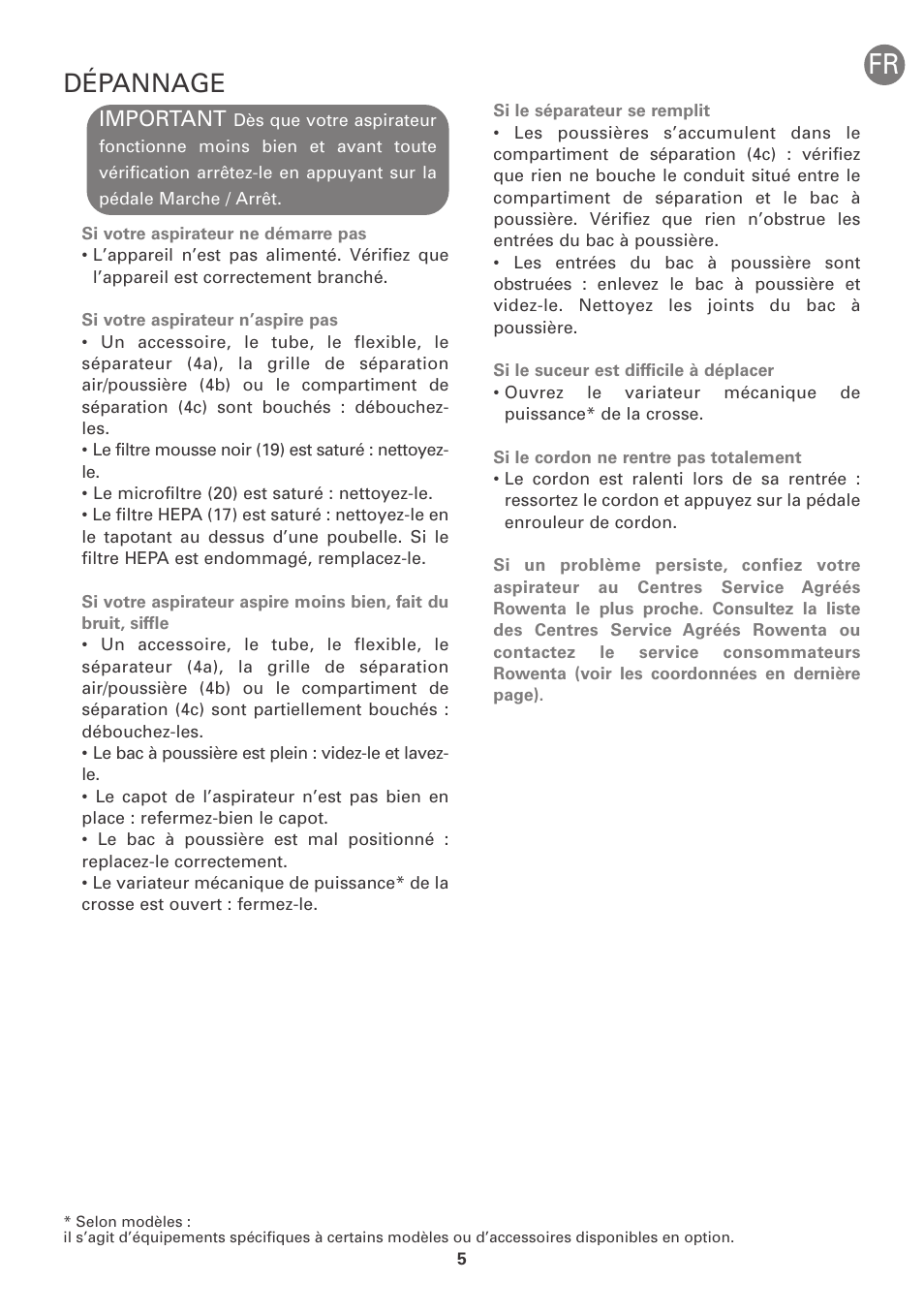 Dépannage, Important | ROWENTA INTENSIUM UPGRADE RO6663 User Manual | Page 11 / 74