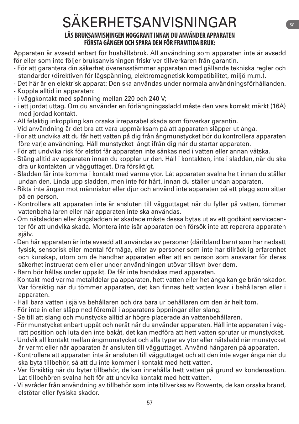 ROWENTA MASTER VALET IS6300 User Manual | Page 62 / 125